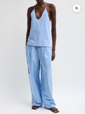 Tibi Light Blue deep v-neck tank top